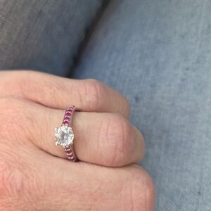 Elegant Pink and Silver Women's Ring